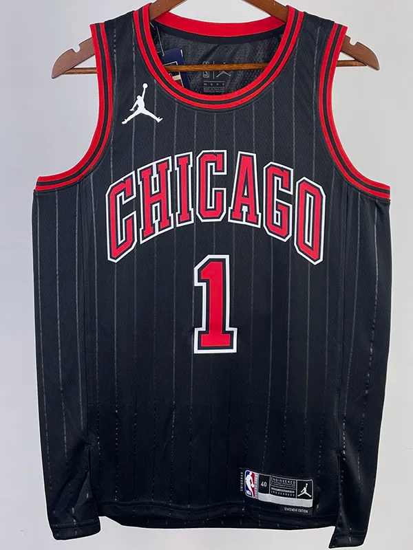 22-23 BULLS ROSE #1 Black Top Quality Hot Pressing NBA Jersey (Trapeze Edition)