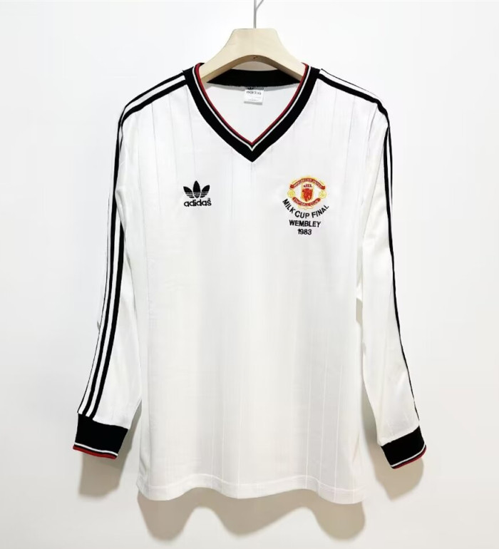 1983 Manchester United Away Long Sleeve Retro Soccer Jersey