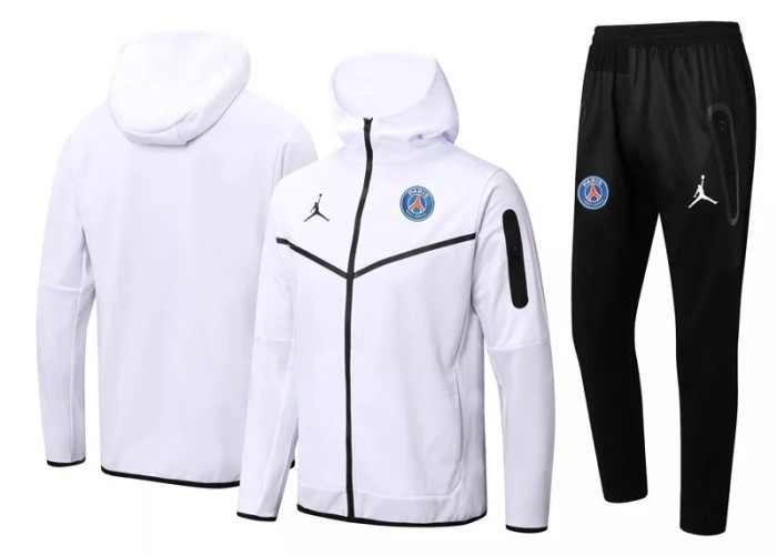 22-23 Paris Saint-Germain White Hoodie Jacket Tracksuit#F404