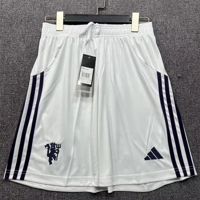 25-26 Manchester United White Shorts Pants 1:1 Thai Quality (黑标)