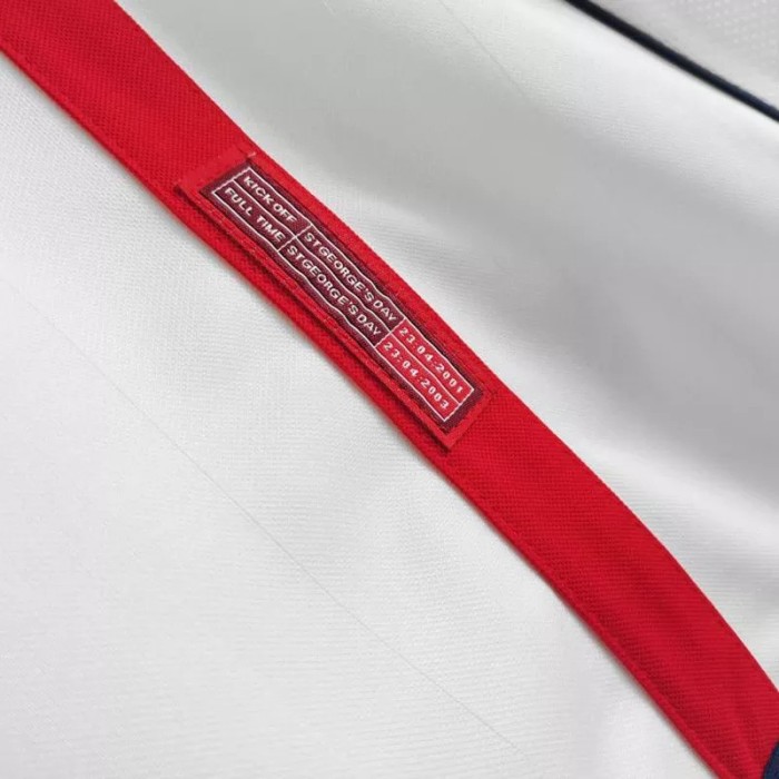 2002 England Home Retro Long Sleeve Soccer Jersey