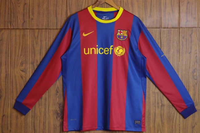 2011 Barcelona Home Long sleeves Retro Soccer Jersey