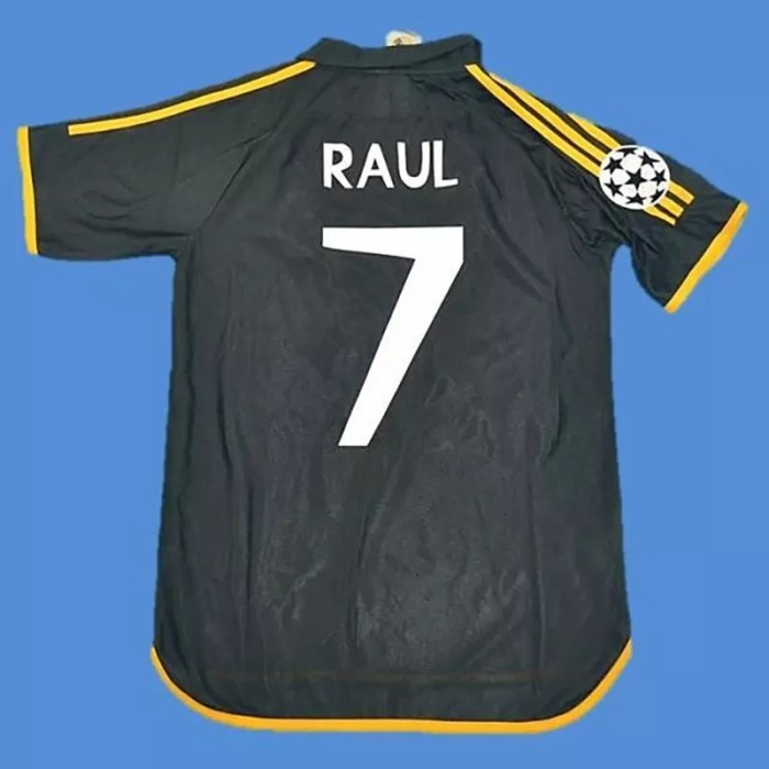 1999-2000 Real Madrid Away Black Retro Soccer Jersey