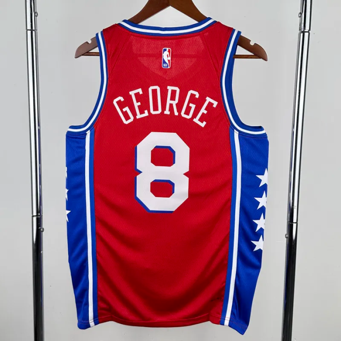 24-25 76ERS GEORGE #8 Red Top Quality Hot Pressing NBA Jersey (Trapeze Edition)