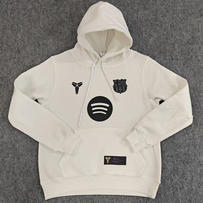 25-26 Barcelona White Hoody 白色(加绒)黑标