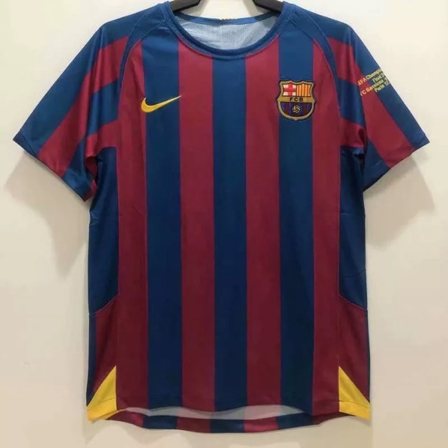 2005-2006 Barcelona Home UCL Retro Soccer Jersey（带决赛字）