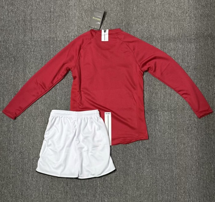 2007-2008 Manchester United Home Long sleeves Retro Kids Soccer Jersey