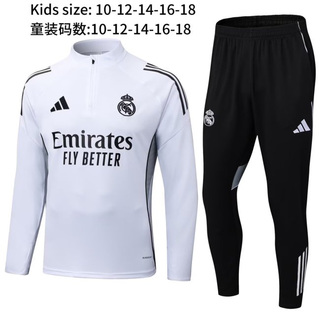 25-26 Real Madrid High Quality Kids Half Pull Tracksuit