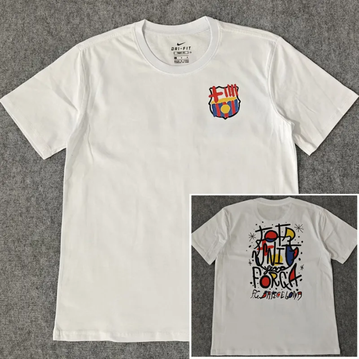 25-26 Barcelona White High Quality Casual T-Shirt #圆领涂鸦