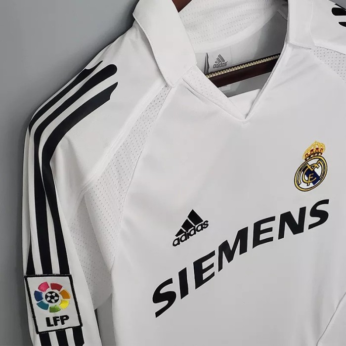 2005-2006 Real Madrid Home Long Sleeve Retro Soccer Jersey