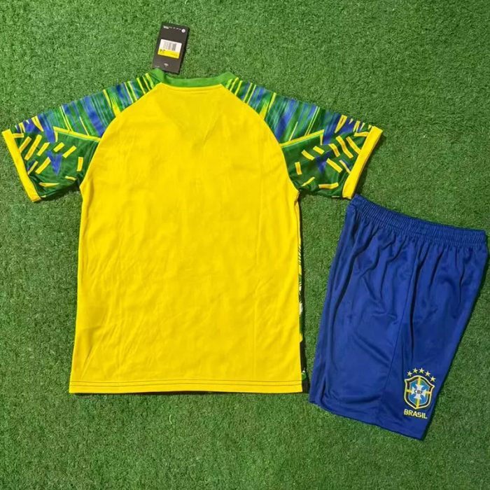 25-26 Brazil Yellow Green Special Edition Kids Soccer Jersey
