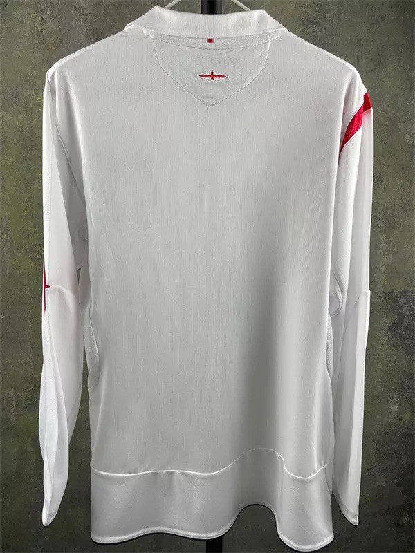 2006 England Home Retro Long Sleeve Soccer Jersey