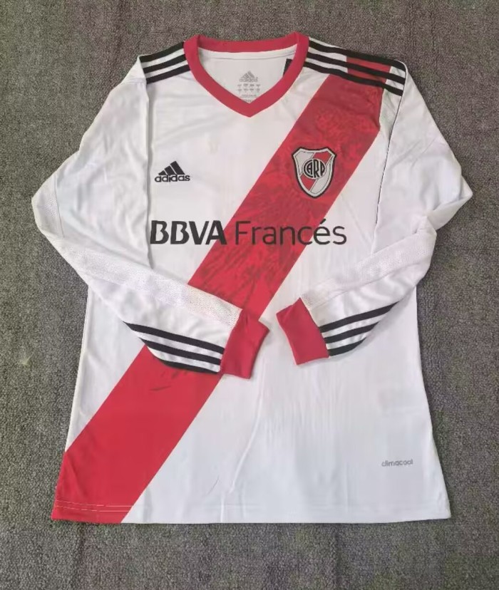 2013-2014 River Plate White Long Sleeve Retro Soccer Jersey