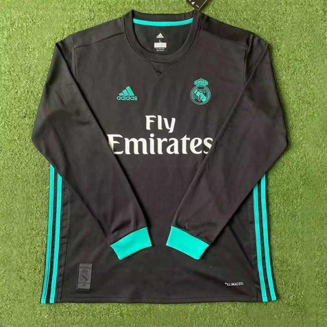 2017-2018 Real Madrid Away Long Sleeve Retro Soccer Jersey