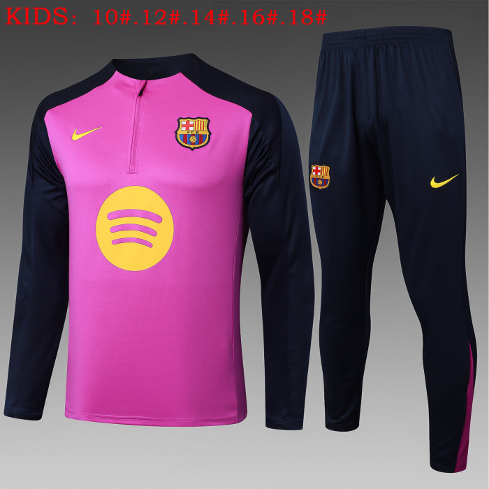 25-26 Barcelona High Quality Kids Half Pull Tracksuit