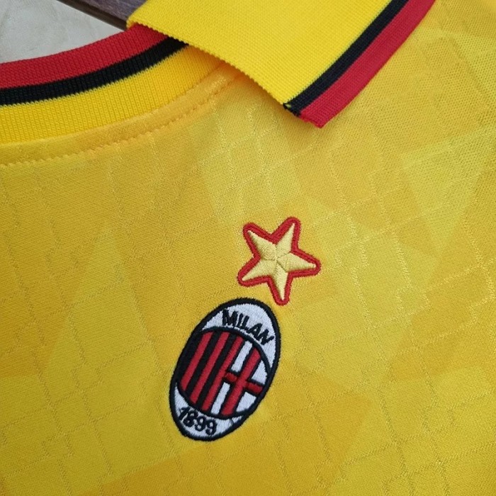 1995-1996 AC Milan Third Yellow Retro Soccer Jersey