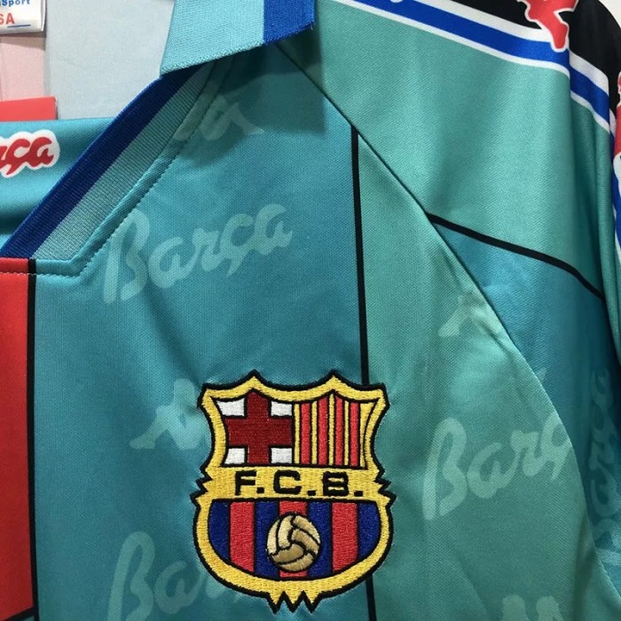 1996-1997 Barcelona Away Long Sleeve Retro Soccer Jersey