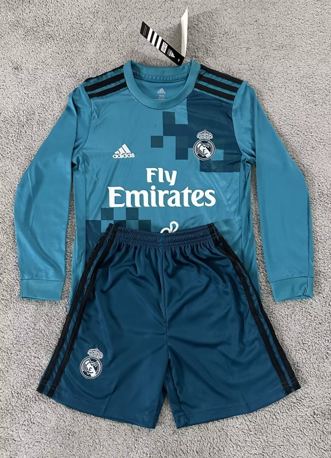 2017-2018 Real Madrid Third Long sleeves Retro Kids Soccer Jersey