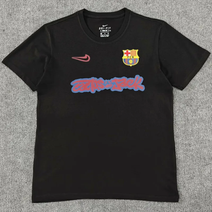 25-26 Barcelona Black High Quality Casual T-Shirt #圆领彩标