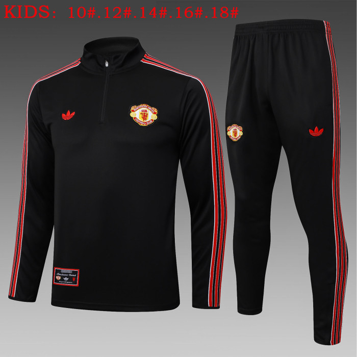 25-26 Manchester United High Quality Kids Half Pull Tracksuit