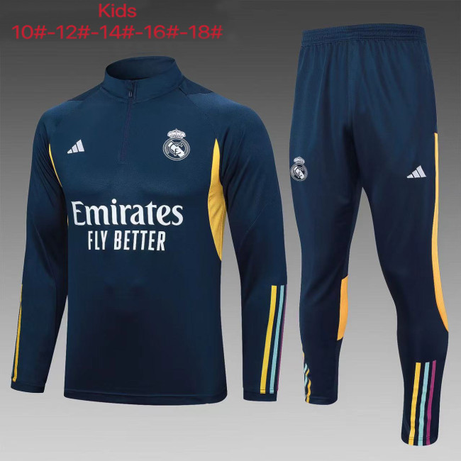 23-24 Real Madrid High Quality Kids Half Pull Tracksuit