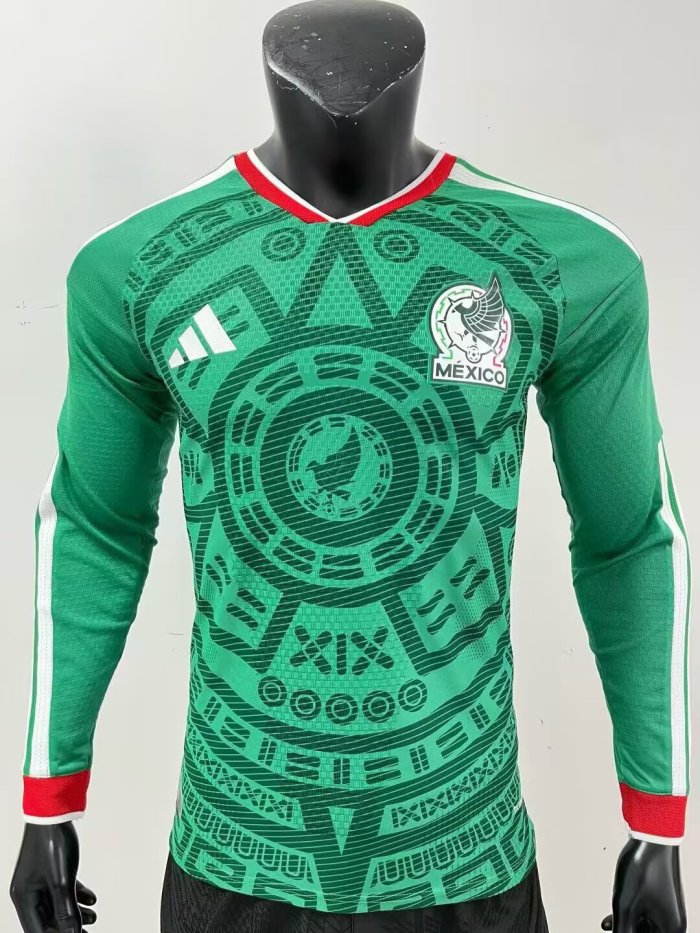 25-26 Mexico Home Long sleeves Player Version Soccer Jersey 1:1 Thai Quality