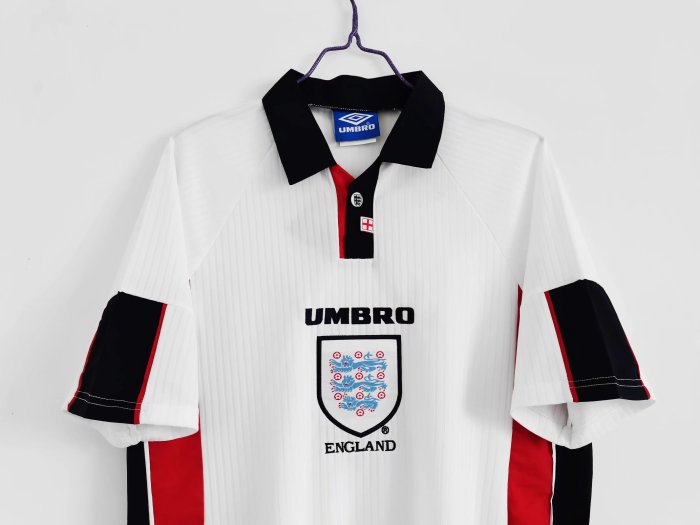 1998 England Home Retro Soccer Jersey