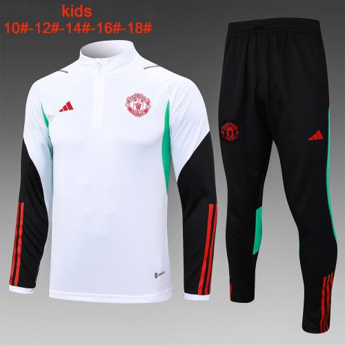 23-24 Manchester United High Quality Kids Half Pull Tracksuit