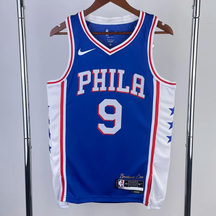 22-23 76ERS OUBRE JR. #9 Blue Top Quality Hot Pressing NBA Jersey (V领）