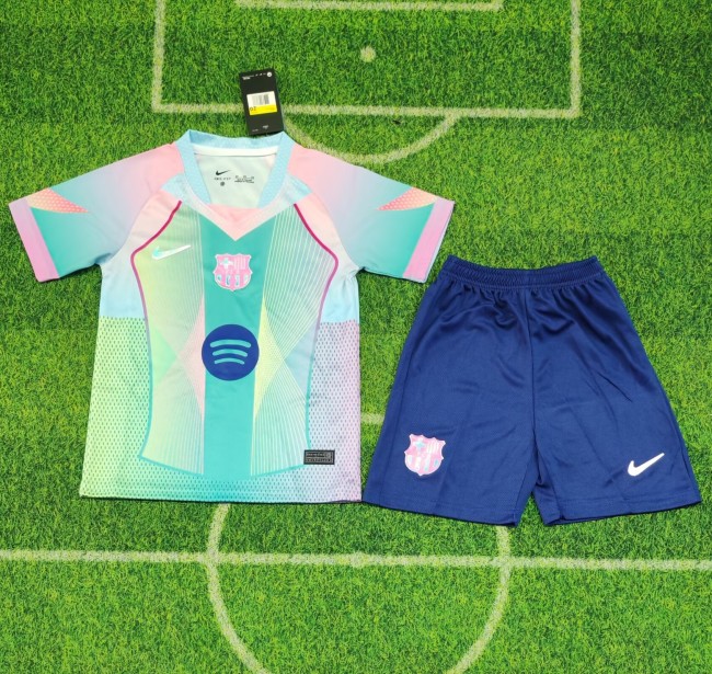 25-26 Barcelona Pink Special Edition Kids Soccer Jersey