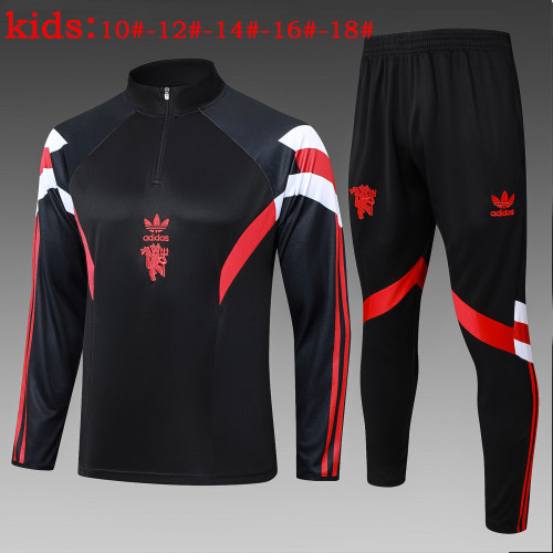 25-26 Manchester United High Quality Kids Half Pull Tracksuit