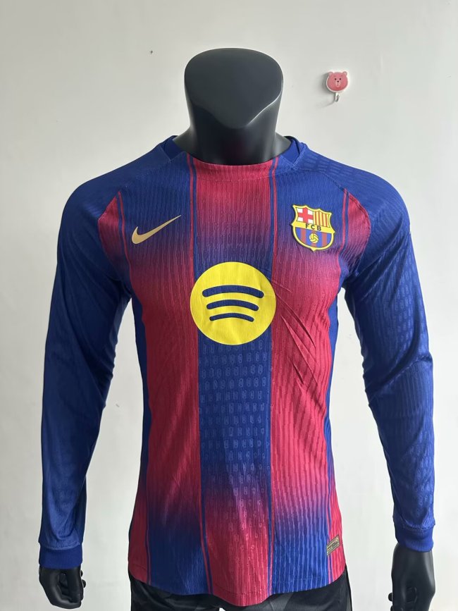 25-26 Barcelona Home Long Sleeve Player Version Soccer Jersey (长袖球员)
