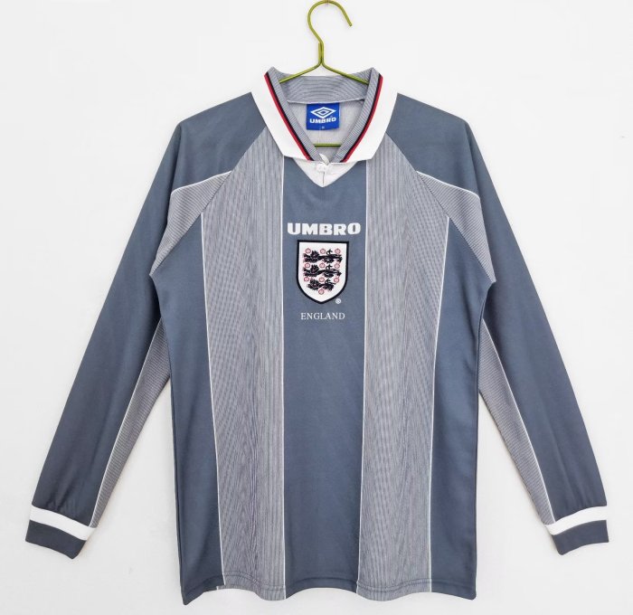 1996 England Retro Long sleeves Soccer Jersey