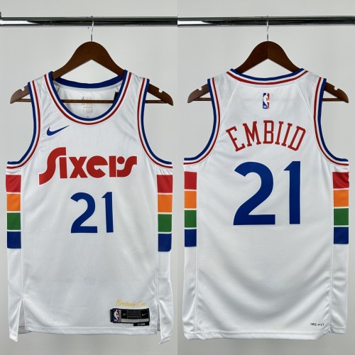 24-25 76ERS EMBIID #21 White City Edition Top Quality Hot Pressing NBA Jersey