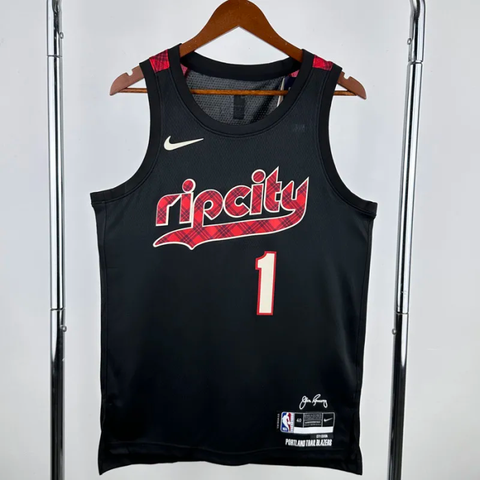 23-24 Trail Blazers SIMMONS #1 Black City Edition Top Quality Hot Pressing NBA Jersey
