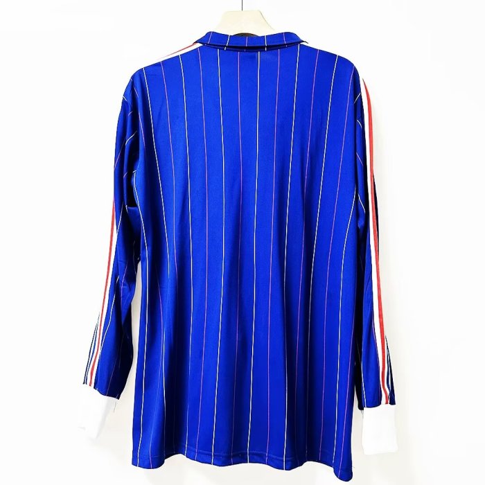 1980 France Home Retro Long Sleeves Soccer Jersey
