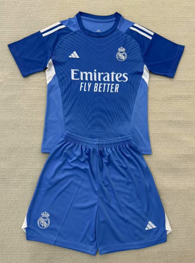 25-26 Real Madrid Blue GoalKeeper Kids Soccer Jersey