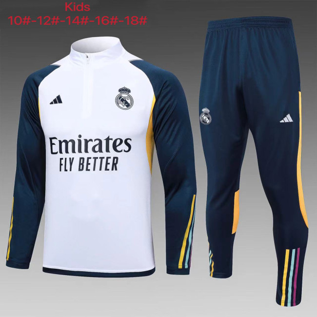 23-24 Real Madrid High Quality Kids Half Pull Tracksuit