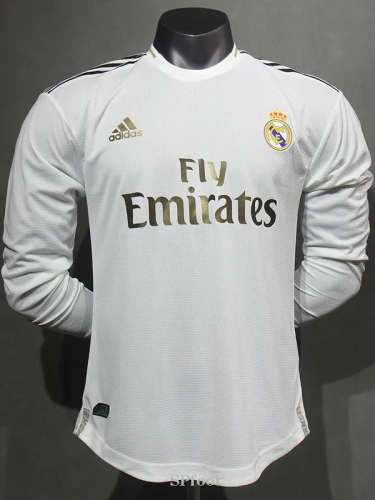2019-2020 Real Madrid Home Player Version  Long Sleeve Retro Soccer Jersey 长袖球员