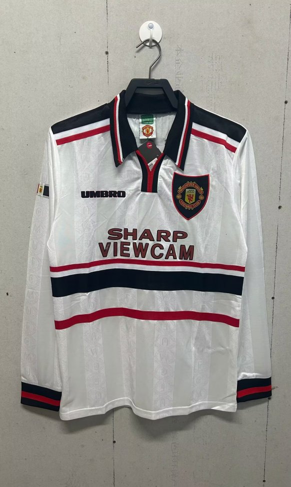 1998 Manchester United Away Long Sleeve Retro Soccer Jersey