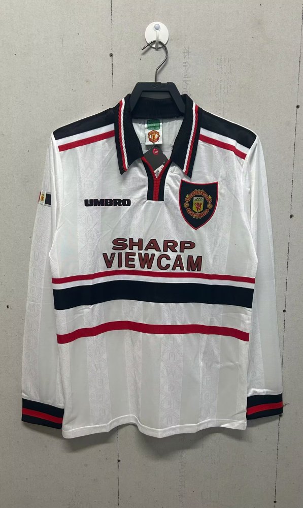 1998 Manchester United Away Long Sleeve Retro Soccer Jersey