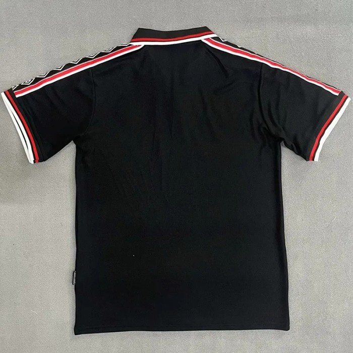 1998 Manchester United Black Retro Edition Polo Short Sleeve