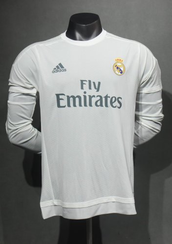 2015-2016 Real Madrid Home Player Version Long Sleeve Retro Soccer Jersey 长袖球员