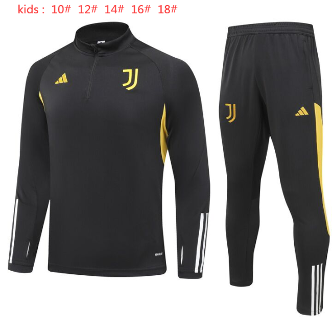 23-24 Juventus High Quality Kids Half Pull Tracksuit
