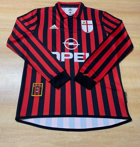 1999-2000 AC Milan Home Long sleeves Retro Soccer Jersey