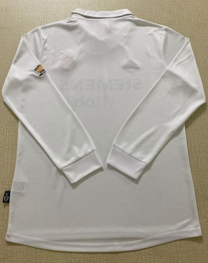 2002-2003 Real Madrid Home Long Sleeve Retro Soccer Jersey