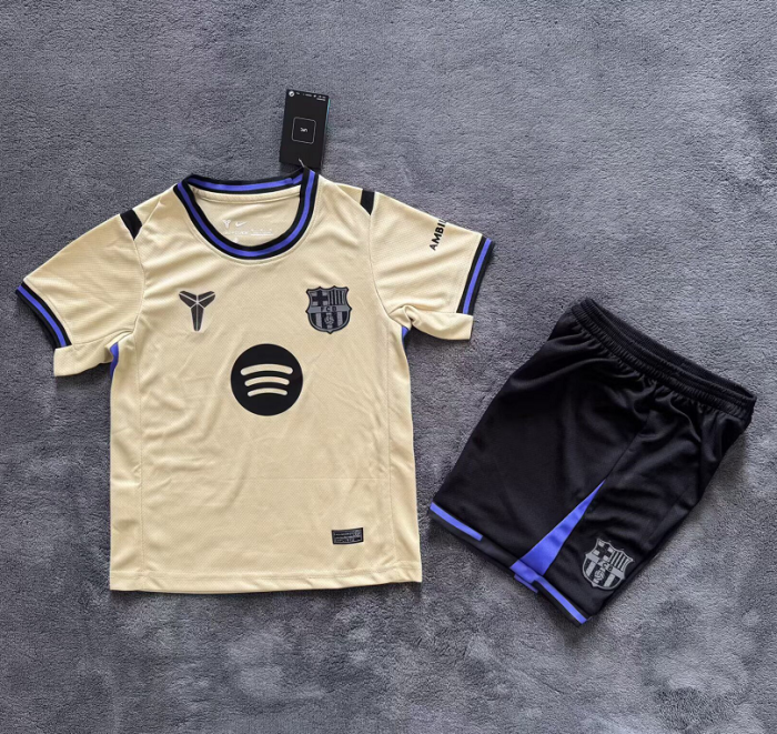 25-26 Barcelona Away Kids Soccer Jersey