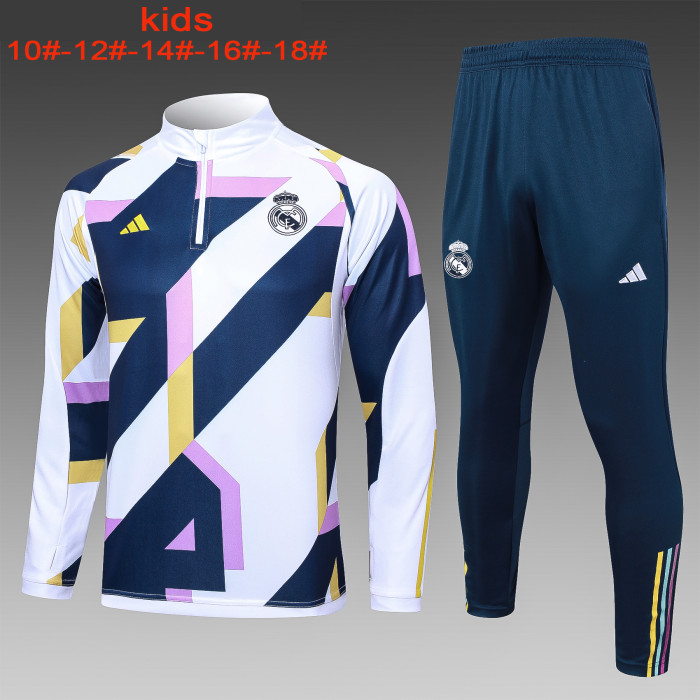 23-24 Real Madrid High Quality Kids Half Pull Tracksuit