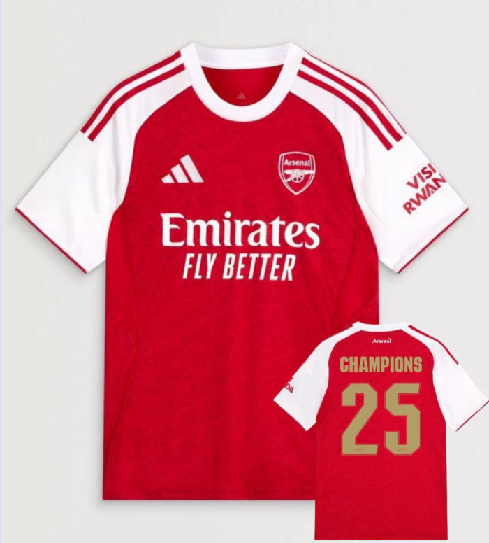 25-26 Arsenal Home Print CHAMPIONS #25 Fans Soccer Jersey