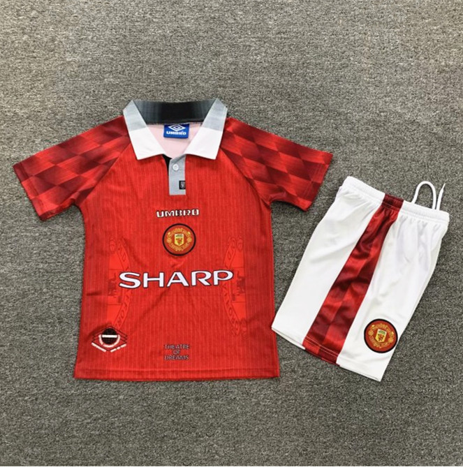 1996-1998 Manchester United Home Retro Kids Soccer Jersey